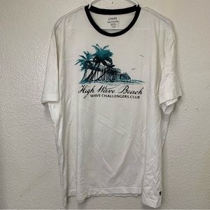 CHAPS Men's XXL High Wave Beach Wave White Cotton T Shirt Short Sleeve